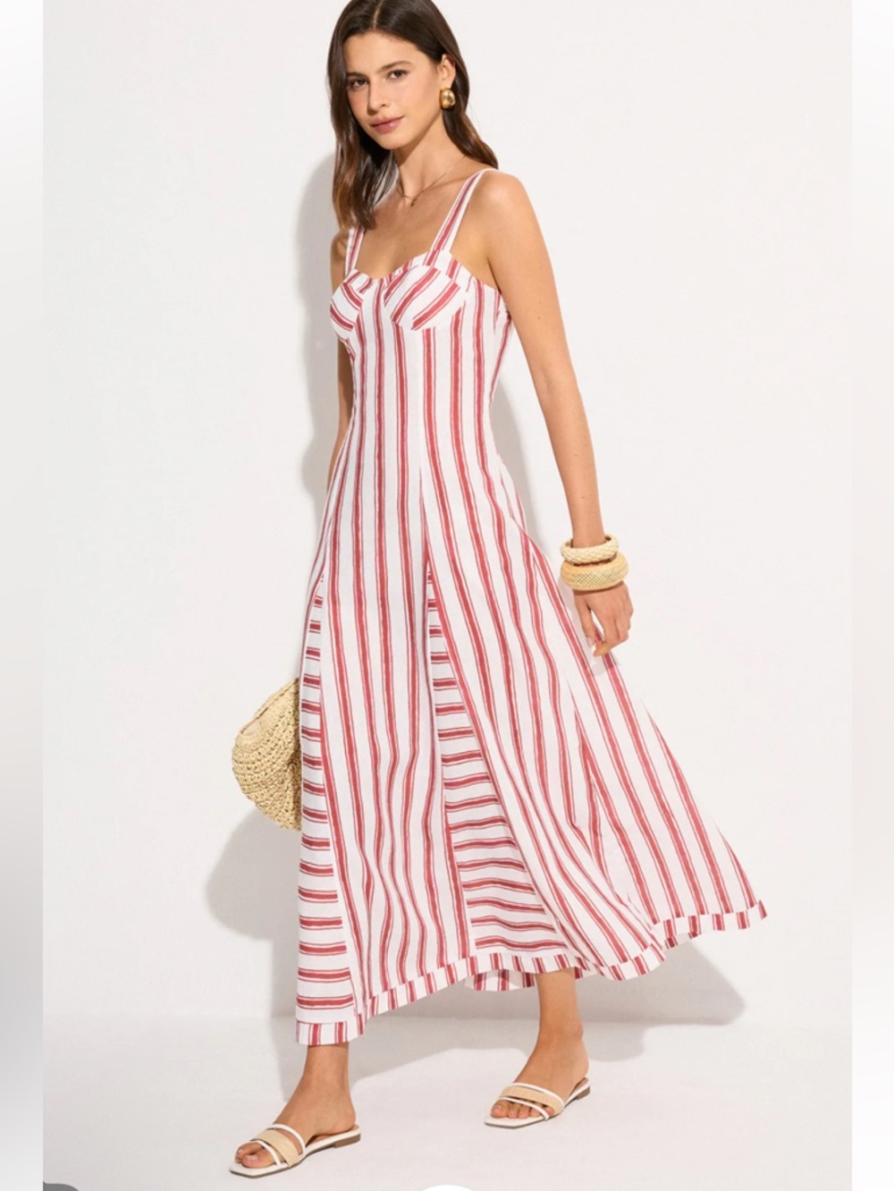 Commense Striped Maxi Dress Size Large NWT